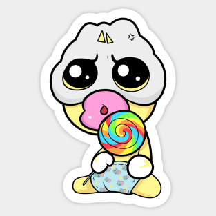 Cute Slluks character is ready for his rainbow candy illustration Sticker